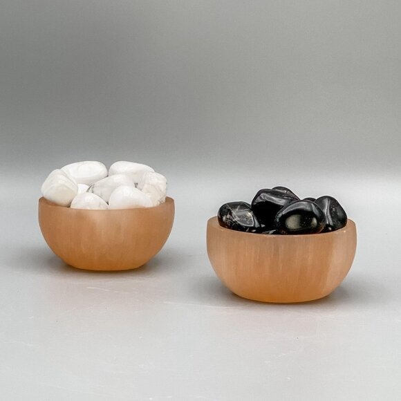 Orange Selenite Crystal, Peach Selenite Bowl - 3" - Picture 4 of 5